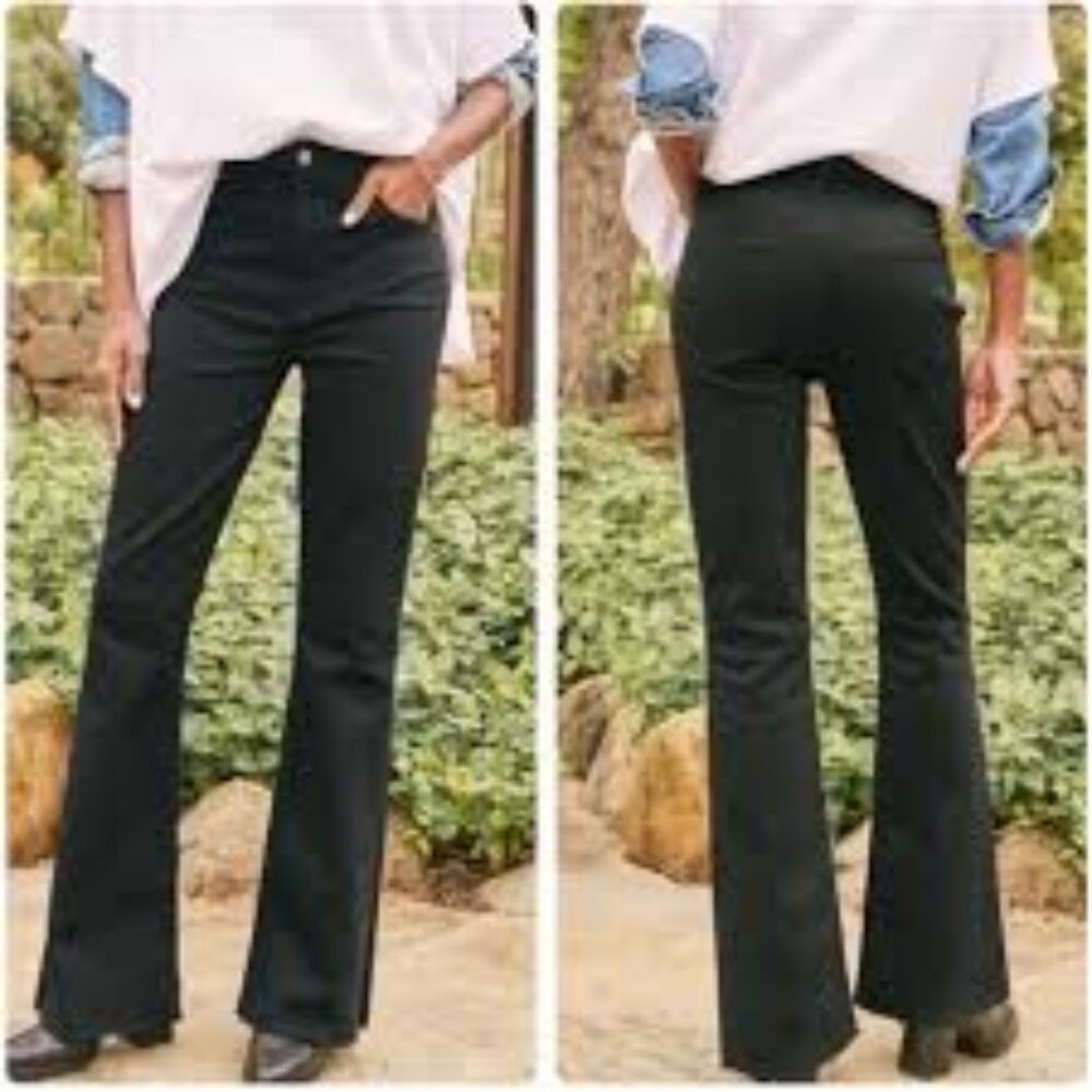 Frank & Eileen Flannigan Black High rise Flare Jeans Womens 29 Black Raw Hem
